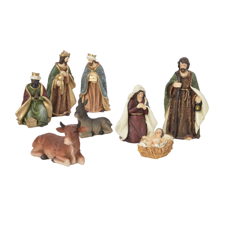 kerstgroep polystone 8 figuren 