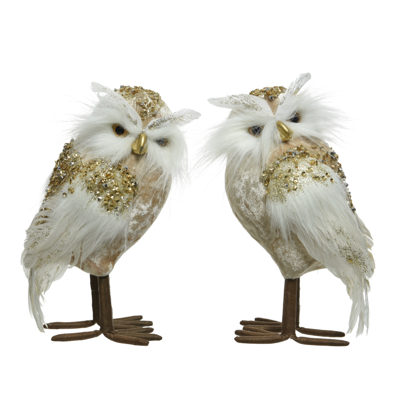 uil fluweel glitter licht goud