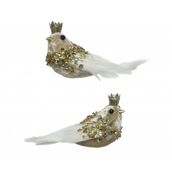 vogel fluweel licht goud 5x13x8